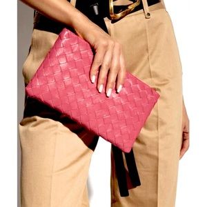 Bottega Veneta Pink Leather Clutch